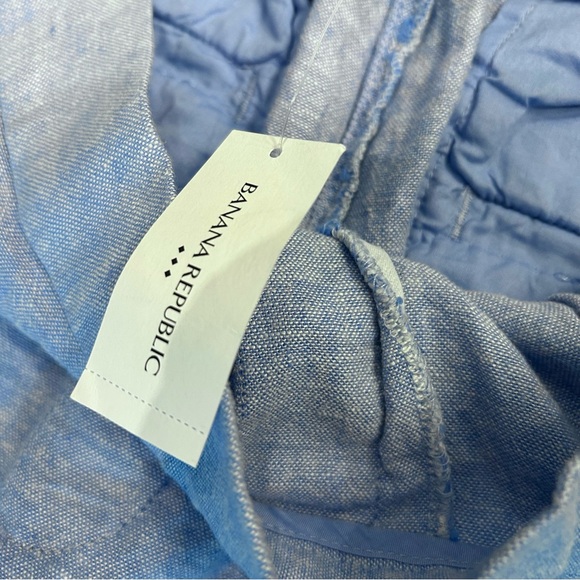 Banana Republic linen blend passion flower blue super wide leg cropped pants XL - Picture 6 of 10